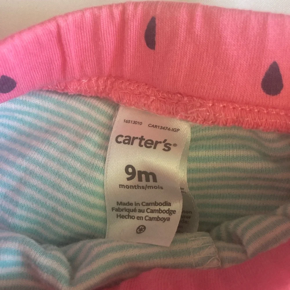 Carter's Pink Tulle Skirted Leggings with Mint Stripes